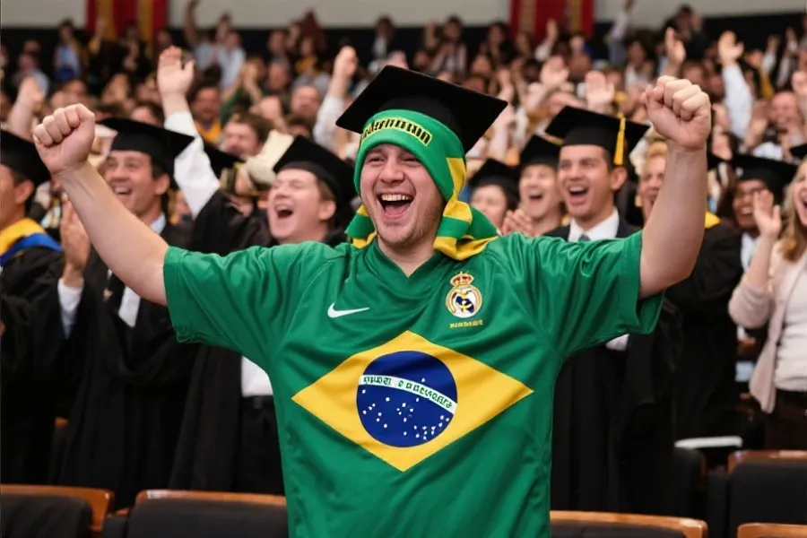 当毕业礼遇上银河战舰：球迷的学位仪式“巴西球衣秀”